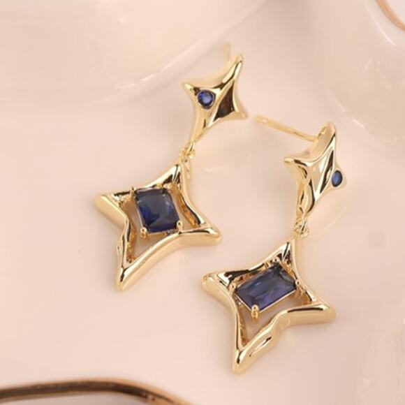 Star Drop Dangle Earrings for Women Trendy Unique Sparkly Rhinestone Stud - Picture 1 of 8